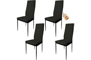 HOME DESIGN & CONFORT Pack de 4 Sillas de Comedor Tapizadas - Sillas Cocina Tapizadas - Sillas Comedor Pack (Black, 4)