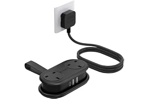 ORICO Travel Extension Lead with USB Slots, 2 Outlets 3 USB Ports (1 USB C), 3250W 13A Socket Extensions, Rollable Externsion Cord for Travel/Home/Office, Essentials Cruise Approved Power Strip-Black