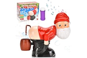PIPIHOME Macchina per Bolle Babbo Natale, Divertente Macchina Bolle Scoreggia, Giocattolo Di Bolle Di Sapone Di Babbo Natale Con Luce E Musica, Luce LED, Regalo Per Ragazzi E Ragazze (Babbo Natale)