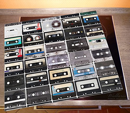 Wallario Herdabdeckplatte / Spitzschutz aus Glas, 1-teilig, 60x52cm, für Ceran- und Induktionsherde, Retro Kassetten - 2