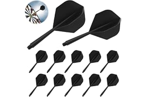 XUHN 12 Stück Dart Flights Mit Schaft Stabil Darts Zubehör, Dart Shafts und Flights, Darts Flights mit Schäfte, Flyer mit Schaft, für Dartpfeile mit 2BA Gewinde