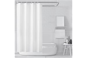 Carttiya Cortina de Baño, Cortina de Ducha Blanca, Tela Impermeable y Antimoho, Cortina de Fibra y Poliéster, Lavable a Máquina, 120x180cm con 12 Anillas Antioxidantes, Diseño de Dobladillo Ponderado