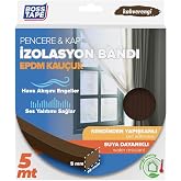Boss Tape EPDM Kau&ccedil;uk Pencere Kapi Izolasyon Bandi, 5mm X 15mm X 5mt Boyut, Kahverengi