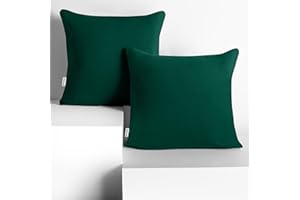 DecoKing 2 Kissenbezüge 50x50 cm Jersey 100% gekämmte Baumwolle Reißverschluss flaschengrün Amber