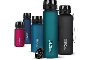 720°DGREE Bottiglia d'Acqua “uberBottle“ +Setaccio Frutta - 350ml, 500ml, 650ml, 1l, 1,5l - Tritan Senza-BPA, Prova Perdite - Il Borraccia Sportiva, Fitness, Ciclismo, Palestra, Scuola, Università