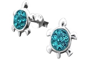 Laimons Kids Pendientes para niña Tortuga Brillante Brillante Plata de ley 925