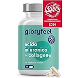 Collagene e Acido Ialuronico, 180 Capsule, con Vitamina C, Biotina, Zinco e Selenio, 1000mg Collagene Idrolizzato + 200mg Aci