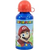 Stor Aluminium Bottle for Children Super Mario Bros 400 ml &ndash; Bottle with Spout and Safety Cap for Children &ndash; Light and Resist