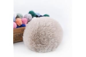 SYSUII Pack of 12 Faux Fur Pompoms Fur Pompoms 10 cm Faux Fox Fur Fur Pompom Fluffy Plush Balls Set for Crafts Faux Fur Pom Pom Ball for Women Girls Bag Hats Pendants Decoration Khaki