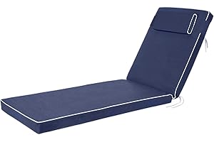 Alfresia Sun Lounger Replacement Cushion – Garden Sun Lounger Cushion, Luxury Style, Matching Headrest Included, Thick Luxury Foam Filling, Use with Lounger Chairs, Choice of Colours (Navy Blue)