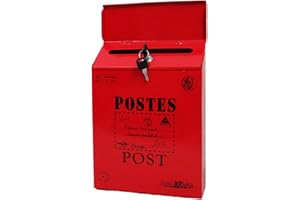 TentHome Cassetta delle lettere da parete vintage con aletta e serratura (rosso 1)
