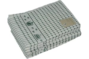 ZIMEL HOMES 3 Kitchen Towels Set - Luxury Large 100% Cotton Terry Towel Check Jacquard Tea Towel Tea Time (Green)