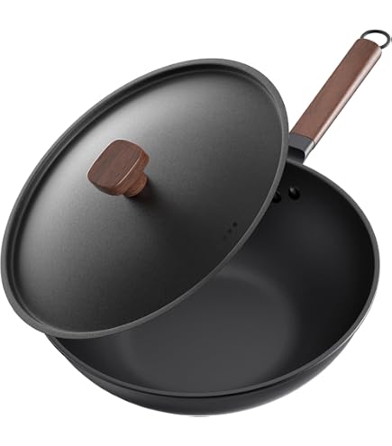 Wok Deep Rying Dutch Oven For Bread Making Cast Iron Wok Non Stick, 30cm Induction Wok ...