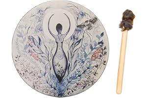 AZURAOKEY Shaman Drum, 10 Zoll Rahmen Drum Desktop Ornament Mode Schaman Trommel mit Trommelstäben Baum des Lebens Klang Heilwerkzeug for spirituelle Musik Meditation