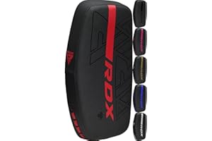 RDX Pao Boxe Thai Incurvé Bouclier de Frappe Kick boxing, MuayThai Poignée Solide, Strike Shield Pad Maya Hide Cuir Pattes d'ours pour MMA Entraînement, Arts Martiaux, Taekwondo, Sports de Combat NOIR
