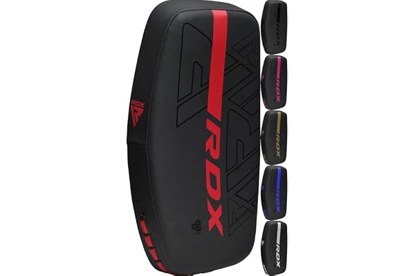 RDX Pao Boxe Thai Incurvé Bouclier de Frappe Kick boxing, MuayThai Poignée Solide, Strike Shield Pad Maya Hide Cuir Pattes d'ours pour MMA Entraînement, Arts Martiaux, Taekwondo, Sports de Combat NOIR