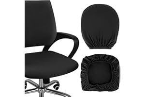 GHVACZS Czarny pokrowiec na krzesło biurowe, nadający się do prania, elastyczny pokrowiec na krzesła biurowe, nadaje się do większości krzeseł biurowych, 38-48 cm (pokrowiec na oparcie i poszewka na