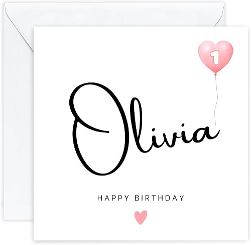 Personalised 1st Birthday Card – First Birthday Card for One 1 Year Old Girls – Custom Unique Keepsake Card ideal for | Daughter | Granddaughter | Niece | Sister | Her | Girl | Female (Age 1)