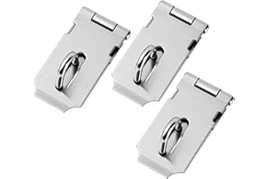 PRYON 3 Pcs Stainless Steel Padlock Hasp Latch 2 Inch Door Latch Catch for Door, Window, Cabinet, Pet Cage, Crate, Locking Hardware Accessories, Small Padlock Hasp for Gate, Cabinet Fittings
