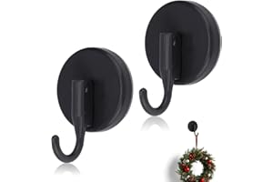 FUKAISU 2szt Haki na Przyssawki do Wianków, Wytrzymałe Haki do Wianków na Drzwi Wejściowe Szklane Okna Drzwi Boże Narodzenie Święto Dziękczynienia Halloween Walentynki Wielkanoc (Czarne)