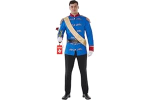 Morph Kostium księcia z bajki dla mężczyzn, kurtka królewska, szarfa i pasek, kostium księcia dla dorosłych, na Halloween, dla mężczyzn, na imprezy i imprezy