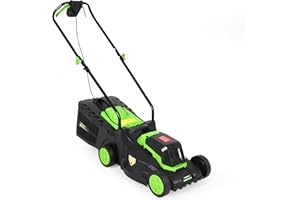 ToolTronix High-Efficiency 20V Cordless Lawnmower, Brushless Motor, 4000mAh Battery, Quick Charger, 25L Grass Collection Bag, 33cm Cutting Width, Adjustable Cutting Heights