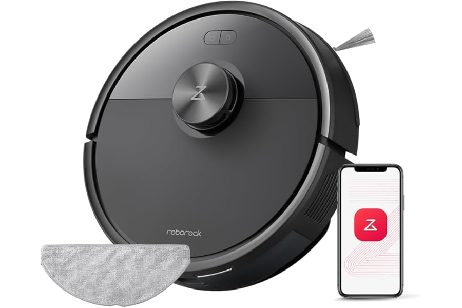 roborock Q7 M5 Robot Vacuum Cleaner Set with Mapping, 10,000 Pa, Anti-Tangle, Adjustable Water Quantity for Washing, Auto Boost on Carpets, APP Control, Black