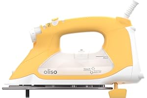 oliso TG1600 Pro Plus 2400 Watt SmartIron with Auto Lift - for Clothes, Sewing, Quilting and Crafting Ironing | Diamond Ceramic-Flow Soleplate Steam Iron, Yellow