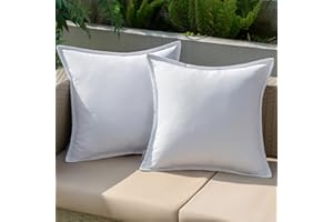 EMEMA Outdoor Cushion Weatherproof Cushion Cover Waterproof Sofa Cushion Waterproof Decorative Cushion 40 x 40 cm Cushion Covers Decorative Cushion Cover Set of 2 for Garden Sofa Living Room Bed White