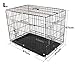 Produktbild Käfig für Hunde aus Metall, 2 Anschlüsse Transportbox Welpen faltbar schwarz L (91x61x67)