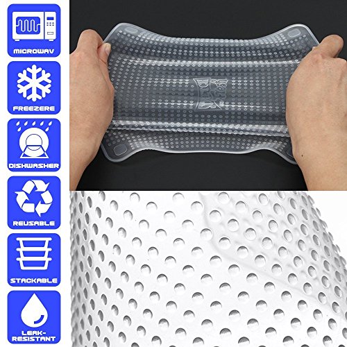 StillCool Silikon Schüssel Deckel Set von 4/5/6, wiederverwendbare Saugdichtung Abdeckungen Silikondeckel Stretch Frischhaltefolie für Schüsseln, Topf, Gläser , Becher, Tassen und Mikrowelle Essen Abdeckungen Combo (4 PCS) - 4