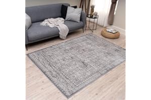 THE RUGS Montana Rug - Modern & Vintage Low Pile Area Rugs Living room, Bedroom, Kitchen, Soft Low Pile, Pet-Friendly, Easy to Clean [Vintage Grey, 120x170 cm]