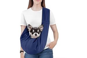 Pawaboo Hundetragetasche Welpen, Tragbare Transporttasche für Hunde Bis zu 12 lbs, Tragetuch Hund Katzen Verstellbar, Outdoor Tragetuch Haustiere Umhängetasche für Klein Hund Katze, Indigo