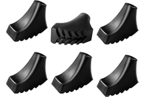 AUFIKR Lot de 6 embouts de rechange en caoutchouc pour bâtons de randonnée, bâtons de marche et de trekking, noir