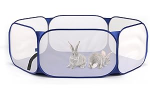 Petpost Small Animal Play Pen - Chinchillas, Gerbils, Rabbits, Guinea Pigs and Hedgehog Transparent Cage - Open Top Pet Holder - Large 43in. Wide x 15in. Tall
