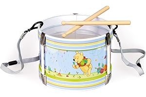 SIMM SPIELWAREN Bolz 52634 - Blechrommel Disney's Winnie the Pooh, Ø 17 cm, Kindertrommel aus Blech mit 2 Schlägel und Tragegurt, Musikinstrument für Kinder ab 3 Jahre, Schlaginstrument, Trommel mit Disney Motiv