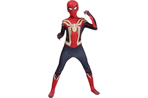 KJHGVBM Costume Spiderman Bambino,Costumi Spiderman Adulto Far from Home,Halloween Carnival Spiderman Classic 3D Stampa Supereroe Cosplay Amazing Maschera,3-14 Anni Costume Spiderman Nero Bambino