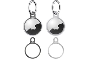 Stouchi AirTag Llavero de Acero Inoxidable para Air Tag con 2 llaveros, diseño Delgado para AirTags