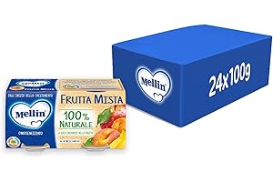 Mellin Omogeneizzato Di Frutta Mista, Naturale, 100 g, Confezione da 24