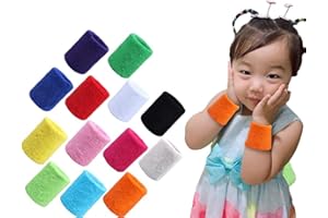 LUMOONY MoonyLI 12 Pcs Bracelets De Sport Poignet Bandeaux De Sueur Enfants Bandes De Sweat De Sport Coloré Bracelets De Sport en Coton SWE Élastique Éponge Bracelets (Femmes Hommes Enfant) 6 Couleurs