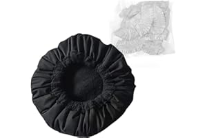 CANDEER Heat Cap for Deep Conditioning,100% Natural Flaxseed Thermal Cap with 10 Pcs Disposable Shower Caps (Black)
