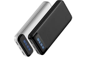 Enerwow Power Bank, 2 Piezas 16000mAh Baterías Externas Portátiles, Carga Rápida 3A, Slimmest USB C Powerbank con Pantalla LED, Cargador Portátil para iPhone, Samsung, Huawei, Tabletas, etc.