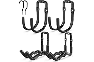 3-H Lot de 6 Crochet Mural Garage Multi-Tailles, Crochet de Garage Monobloc en Acier Résistant, Rangement Outils Mural pour Tuyau,Vélos, Echelle, Pelles