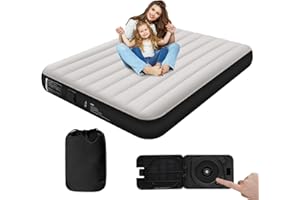 ZODAS Double Airbed with Built in Pump, Inflatable JUST One-click, Air Mattress Double Air Bed Electric Inflatable Mattress Self Inflating Bed Blow up Mattress Air Guest Bed, 198x152x25cm