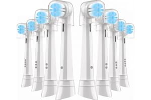 Set med 8 borstar, kompatibla med Oral-B iO 2-10-serien, vit, skonsam rengöring