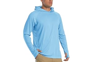 TACVASEN Hommes Sweats à Capuche UPF 50+ Protection Solaire T-Shirt à Manches Longues Sweats à Capuche à Séchage Rapide D'extérieur Chemise