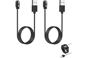 Eiaigky 2 Pcs Universal Smartwatch Magnetic Charger, 2 Pin 2.84mm Magnetic Charging Cable, Smartwatch Charger Compatible with Various Models, Fast and Secure Charging, Durable Design, Black