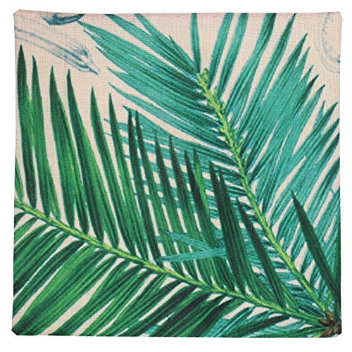 Luxbon 2er Set Sago Cycas Blatt Leinen Kissenbezug Lendenkissen Wurfkissenbezug Pillowcase Hause Auto Cafe Deko 18 x 18 “ - 2