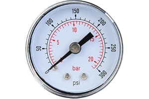 Mekaniskt manometer manometer mätverktyg 1/8-tums BSPT-bakanslutning för luft-olja-vattenmätning (0-300psi, 0-20bar)