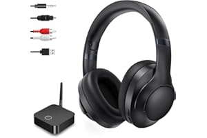 LETSACTIV Wireless Headphones for TV, Over-Ear Wireless 196 ft Wireless Range, Supports Optical, AUX, RCA and USB, 40 Hours Audio Playback Time, High Volume, Hi-Fi Audio